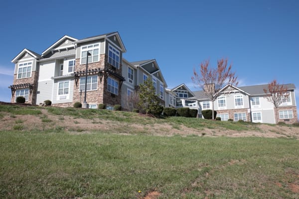 Exterior view of a senior living facility building