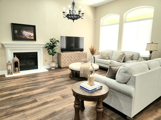 Bright and cozy interior lounge area with seating