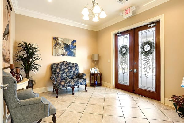 Bright interior lobby area with seating