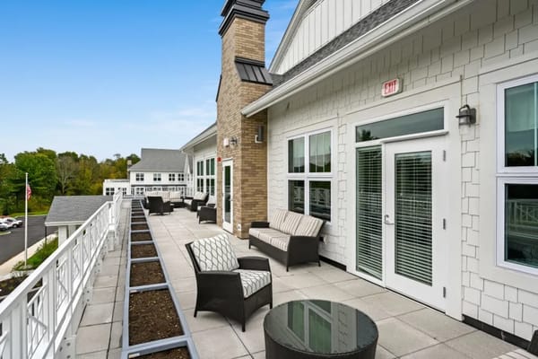 Outdoor seating area with patio furniture