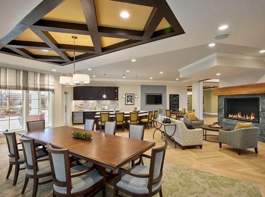 Interior common area with dining and lounge space