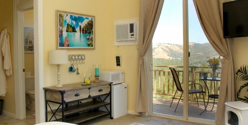 Bright and welcoming resident room with a view