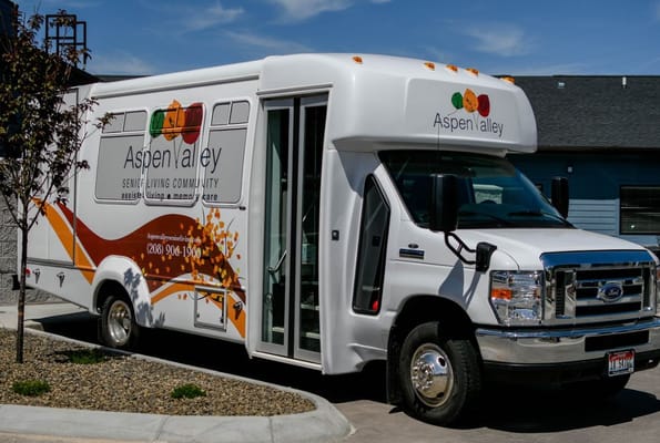 Facility transport van parked outside