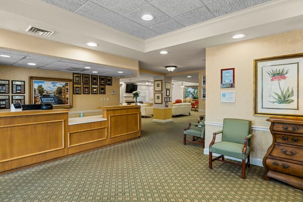 Bright and welcoming lobby area with seating