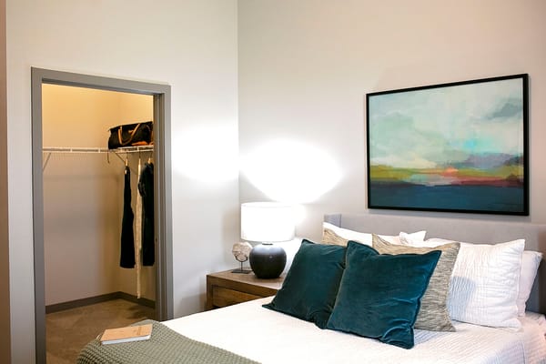 Cozy private resident room with a bed and closet