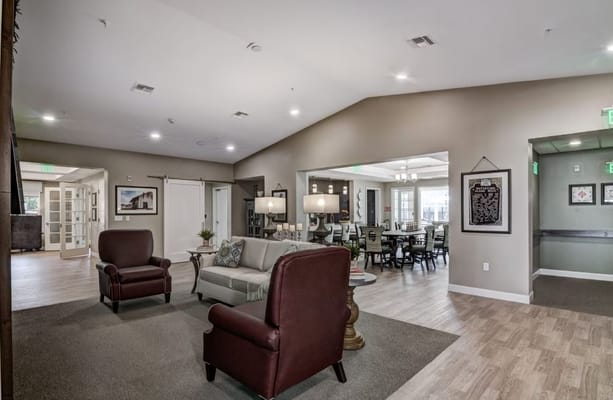 Interior common area with seating and dining space