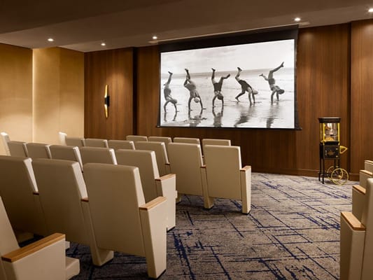 Interior view of an activity room with seating