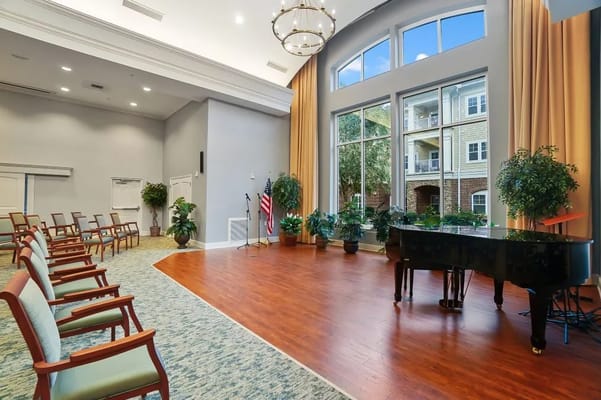 Interior common area with piano and seating