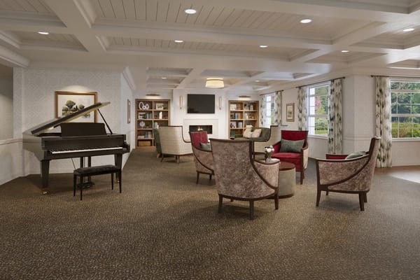 Common area with seating and a piano