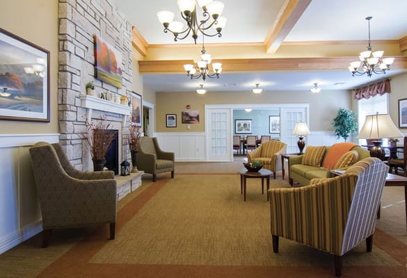 Bright common area with comfortable seating