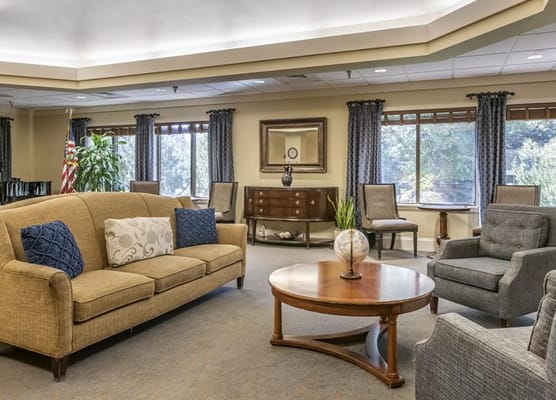 Cozy common area with comfortable seating and natural light