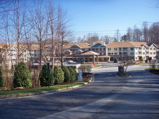Entrance roadway leading to Carolina Estates retirement community