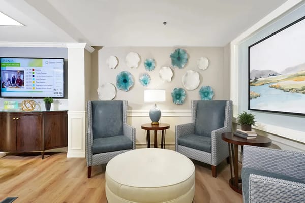 Cozy lounge area with comfortable seating and decor