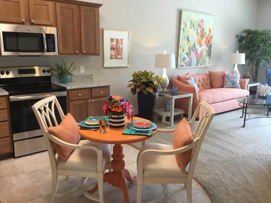 Bright and inviting living space in a retirement community