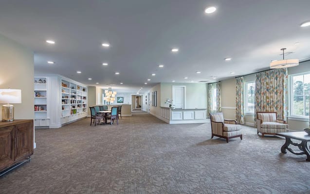 Interior view of a common area with seating