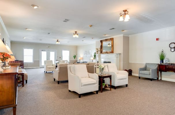 Bright and spacious common area with comfortable seating