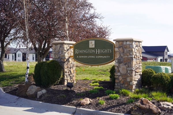 Sign for Remington Heights, a senior living community