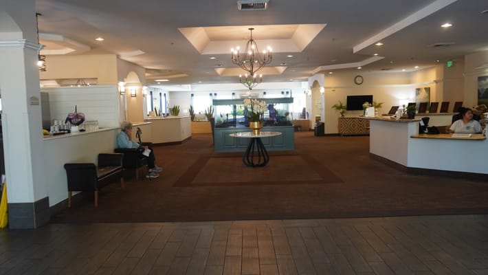 Bright and welcoming lobby area with seating