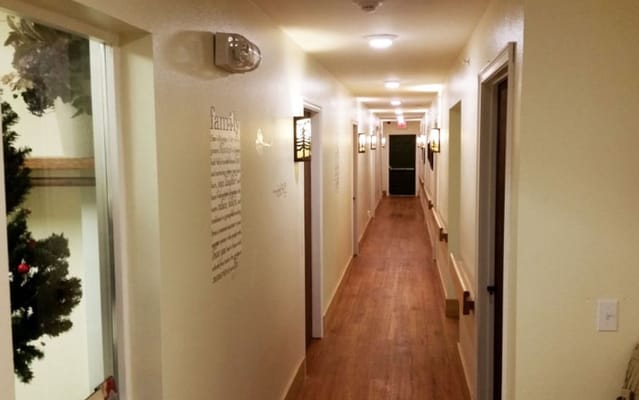 Interior hallway with decorative lighting