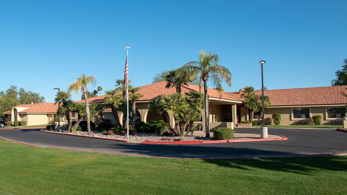 Exterior view of Desert Cove Nursing Center buildings