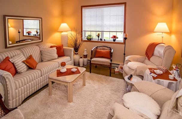 Cozy lounge area with comfortable seating and decor