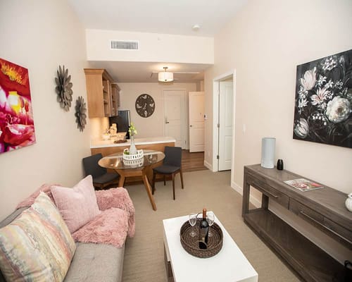 Cozy interior of a resident's living space with furniture