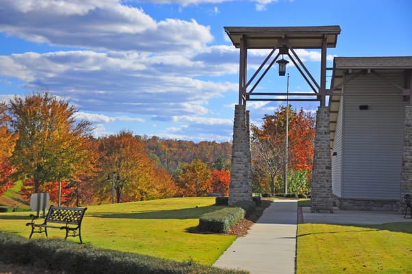 Exterior view of the facility with autumn foliage