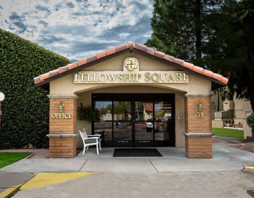 Exterior view of Fellowship Square entrance