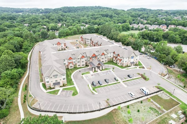 Aerial view of Harmony at Bellevue senior living facility