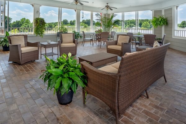 Inviting common area with comfortable seating and plants