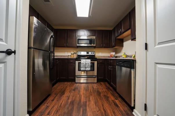 A modern kitchen area in a senior living facility