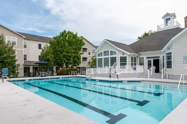 Swimming pool area at a senior living facility