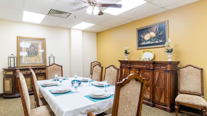 Elegant dining room set for a meal