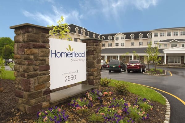 Exterior view of Homestead at Hamilton facility entrance