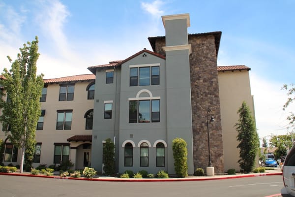 Exterior view of a senior living facility building