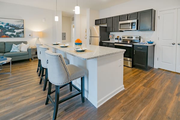 Bright and modern kitchen in a senior living unit