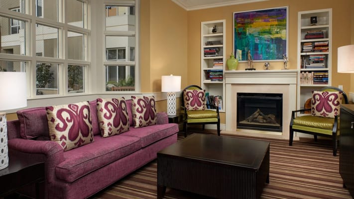 Cozy common area with colorful seating and decor