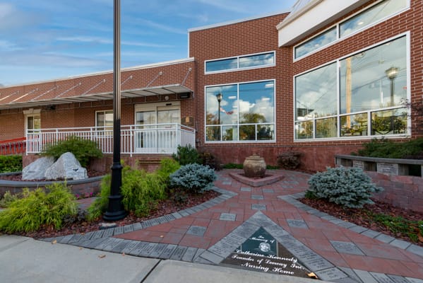 Exterior view of assisted living facility entrance