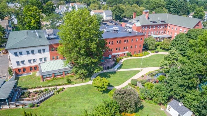 Aerial view of the Mary Wade Home campus with gardens