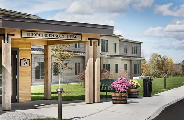 Exterior view of Strode Independent Living entrance