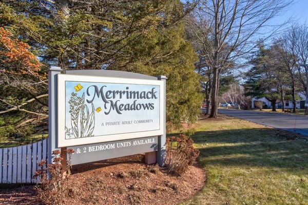 Exterior sign for Merrimack Meadows facility