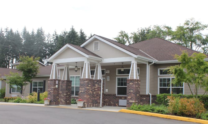 Exterior view of Normandy Park Senior Living facility entrance