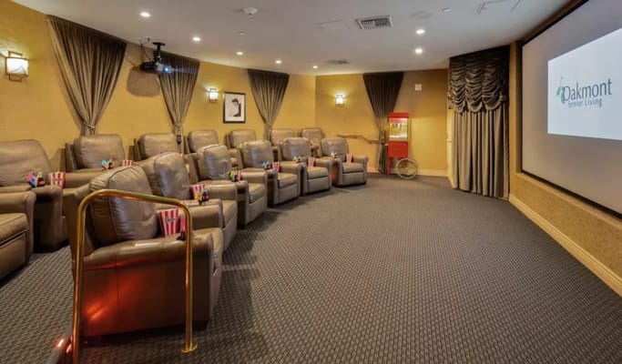 Cozy theater room with recliners and a projector
