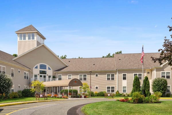 Exterior view of Orchard Valley at Wilbraham with entrance and landscaping