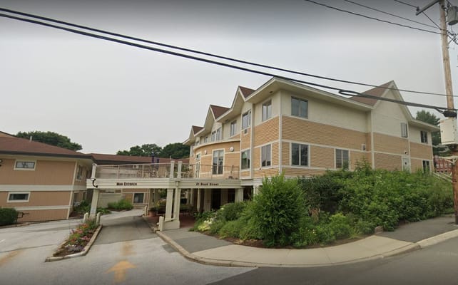 Main entrance area of Phillips-Strickland House with signage