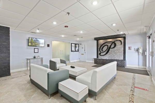 Elegant lobby area with seating and decor