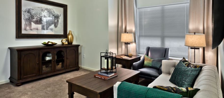 Brightly furnished common area with comfortable seating