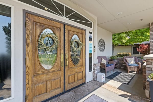 Entrance doors of the assisted living facility