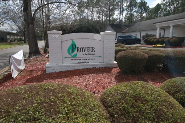Exterior sign for Proveer at Byrd Springs