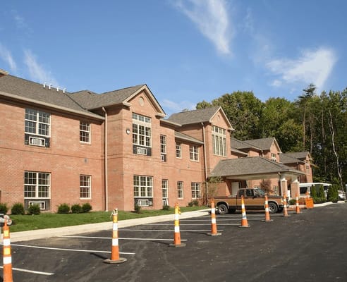 Exterior view of a senior living facility under construction